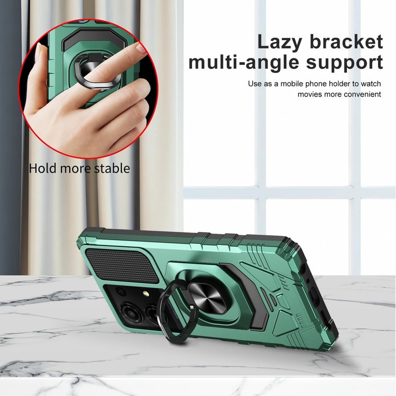 Mocotto for TCL K32/K33 5G 2025 Phone Case with Tempered Glass Screen Protector Military Grade Shockproof Protective Cover with Ring Kickstand (Dark Green) - Image 4